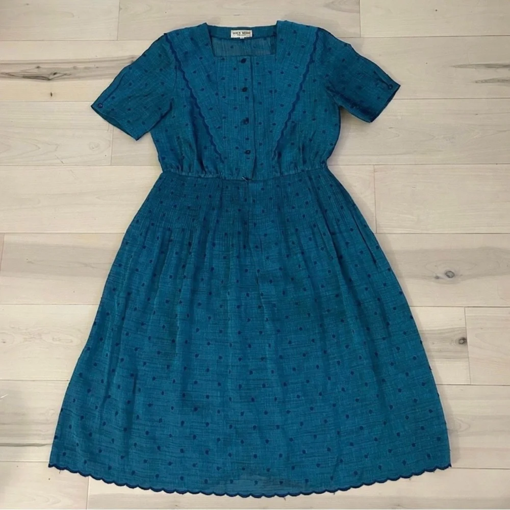 HTF Vintage SOEN MODE Japanese Day Dress Size 11 Tea Party Western Prairie - Picture 2 of 13